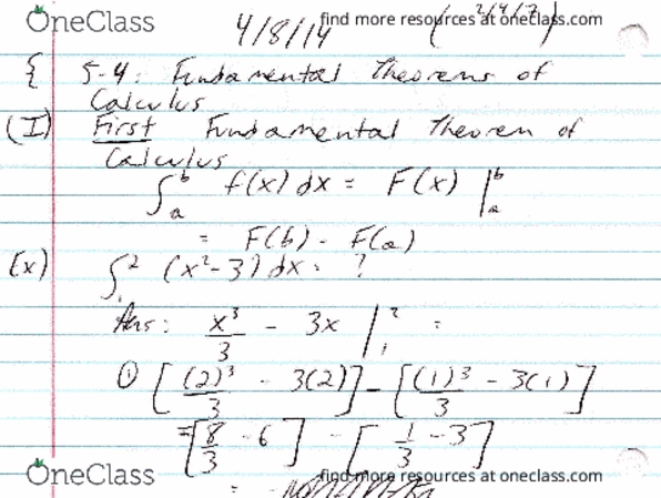 MAC-2311 Lecture 35: Section 5.4 (Fundamental Theorems of Calculus) thumbnail