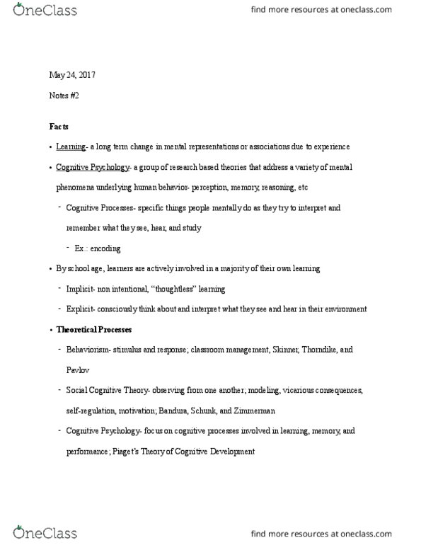 EDC 312 Chapter Notes - Chapter 2: Descriptive Knowledge, Cognitive Load, Social Learning Theory thumbnail