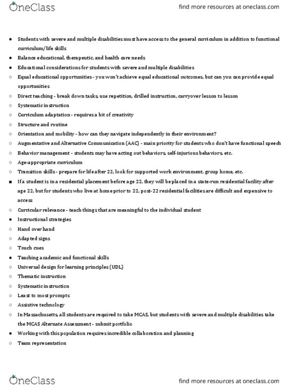 EDUC1044 Lecture Notes - Lecture 15: Occupational Therapist, Paraprofessional, Assistive Technology thumbnail