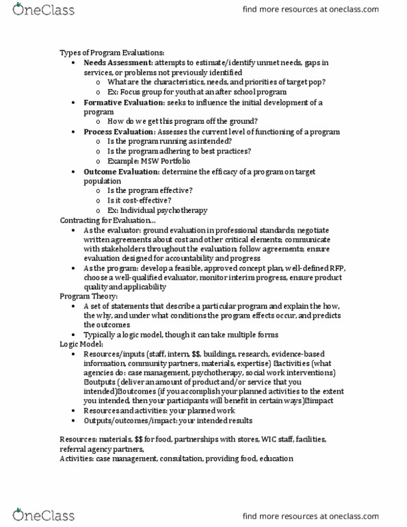 APSY2240 Lecture Notes - Lecture 8: Logic Model, Focus Group thumbnail