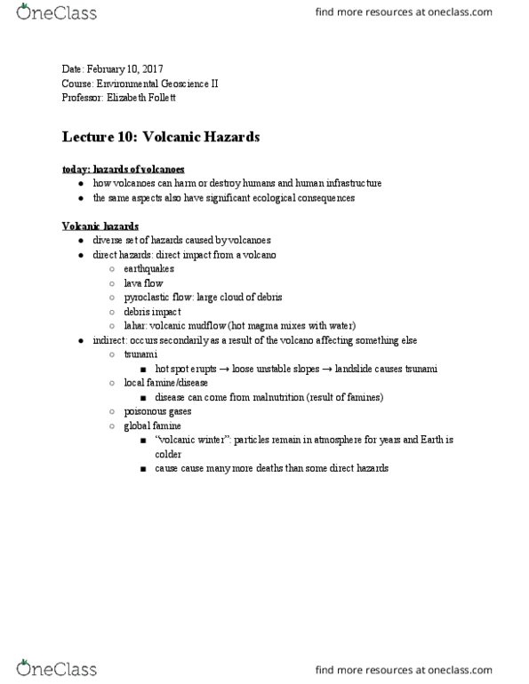BIOL1300 Lecture Notes - Lecture 7: Lava Lake, Plinian Eruption, Mount Pinatubo thumbnail