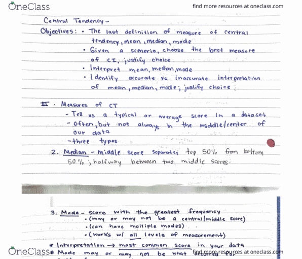 PSY 240 Lecture Notes - Lecture 5: Central Tendency thumbnail