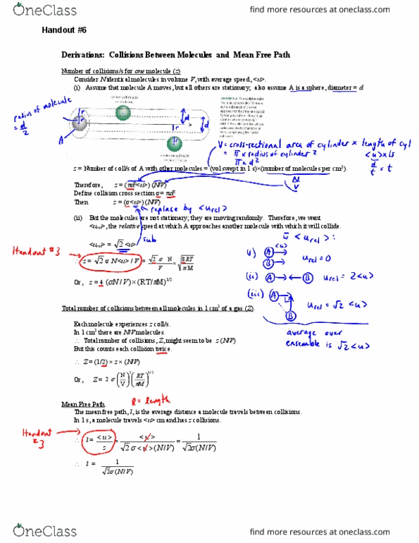 CHEM357 Lecture Notes - Lecture 6: Mean Free Path thumbnail