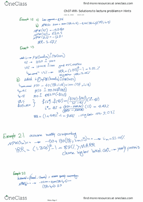 MSCI261 Lecture 7: Ch07-IRR- Solutions to lecture problems + Hints thumbnail