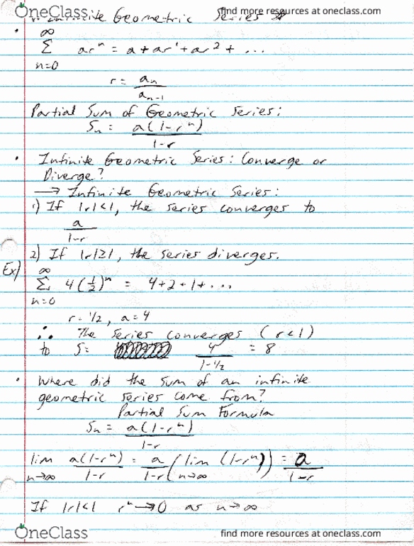 MAC-2312 Lecture 29: Study Guide 29 (Infinite Geometric Series Part 1) thumbnail