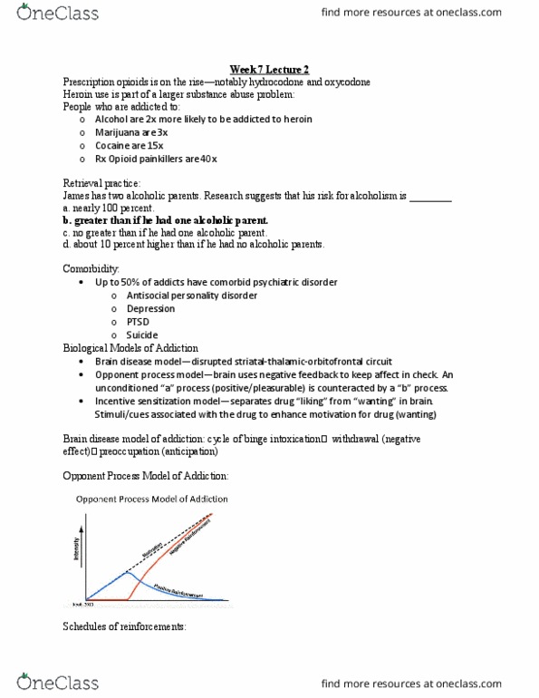 PSY 309 Lecture Notes - Lecture 14: Disulfiram, Oxycodone, Opioid thumbnail