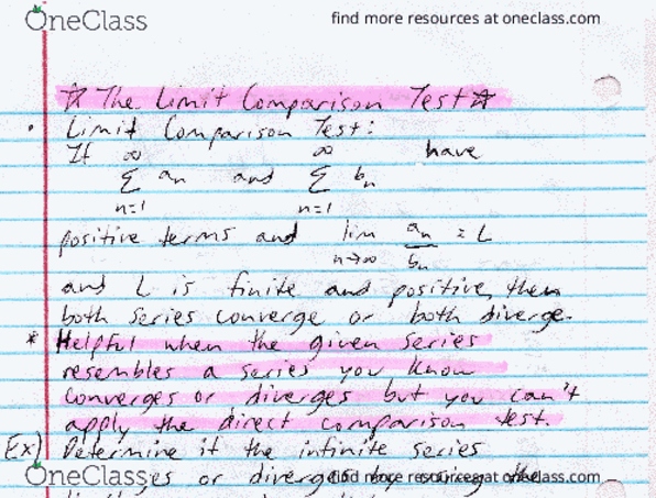 MAC-2312 Lecture 48: Study Guide 48 (The Limit Comparison Test) thumbnail