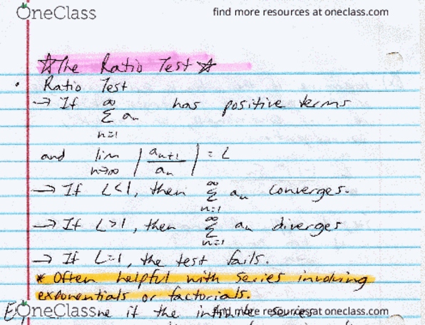 MAC-2312 Lecture Notes - Lecture 60: Flammability Limit, Ratio Test thumbnail