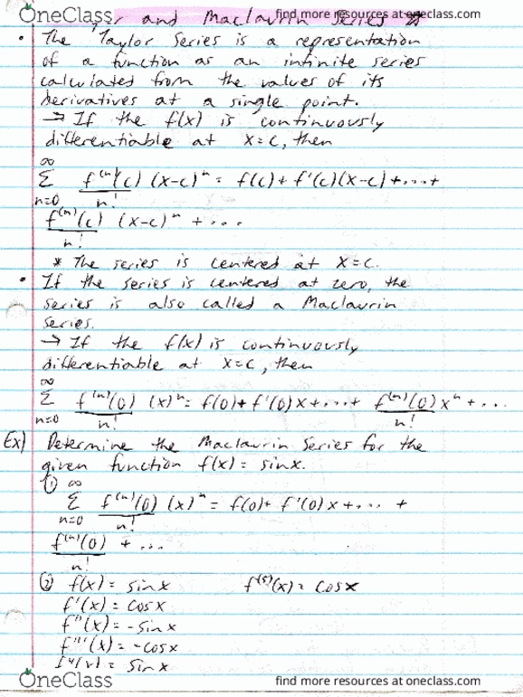 MAC-2312 Lecture 70: Study Guide 70 (Taylor and Maclaurin Series) thumbnail