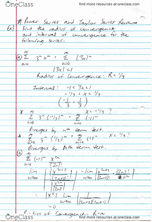 MAC-2312 Lecture 72: Study Guide 72 (Power Series and Taylor Series Review) thumbnail