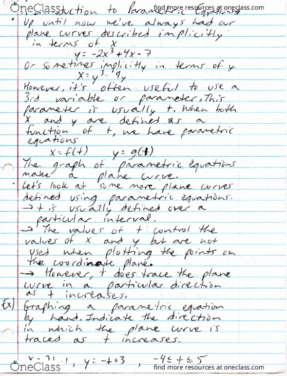 MAC-2312 Lecture Notes - Lecture 83: Plane Curve thumbnail