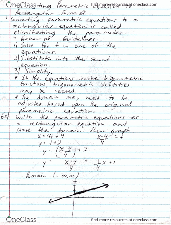 MAC-2312 Lecture 84: Study Guide 84 (Converting Parametric Equations to Rectangular Form) thumbnail