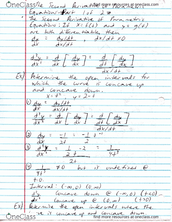 MAC-2312 Lecture 86: Study Guide 86 (The Second Derivative of Parametric Equations Part 1) thumbnail