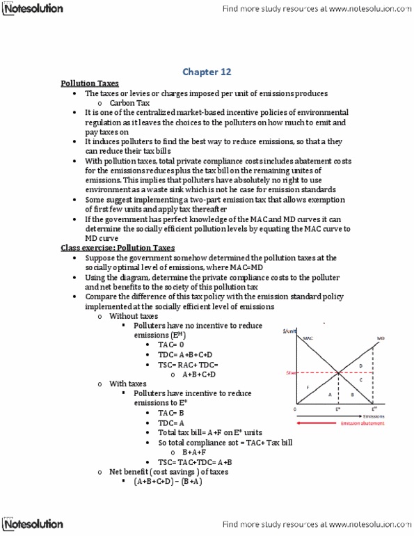 Economics 3220 Lecture Notes - Ecotax, Emission Standard thumbnail