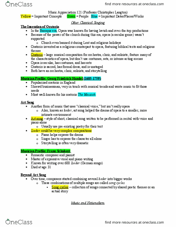 MUS 121 Lecture Notes - Lecture 16: Environmental Art, Christopher Langton, Lied thumbnail