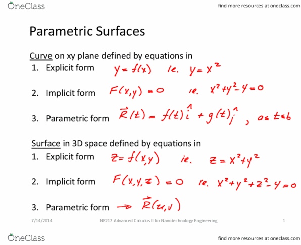 NE217 Lecture 26: Lecture 26 - Parametric surfaces thumbnail