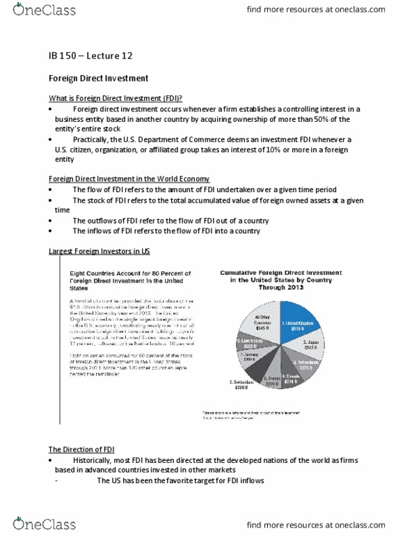 IB 150 Lecture Notes - Lecture 12: Westphalian Sovereignty, Market Failure, Franchising thumbnail