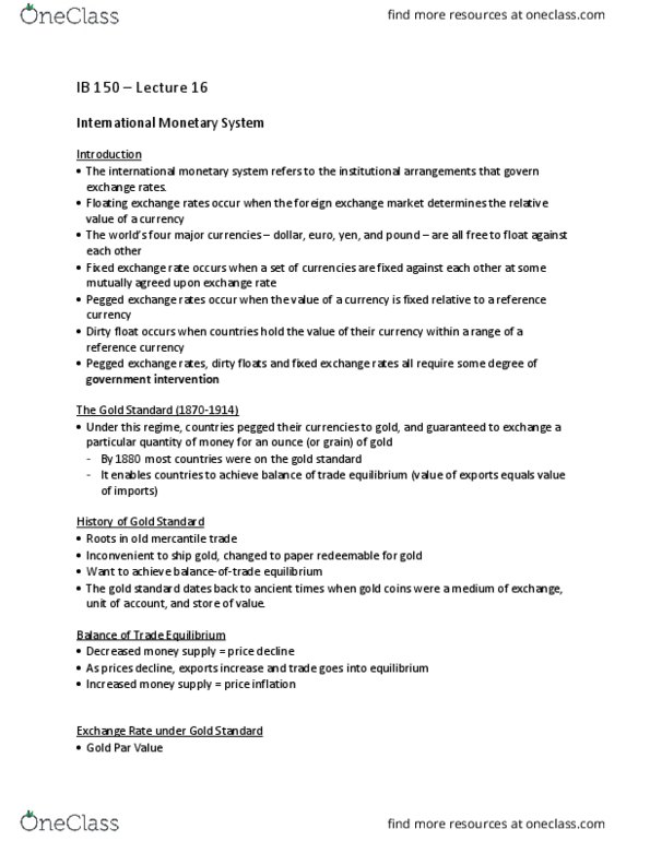 IB 150 Lecture Notes - Lecture 16: Devaluation, Public Float, Capital Market thumbnail