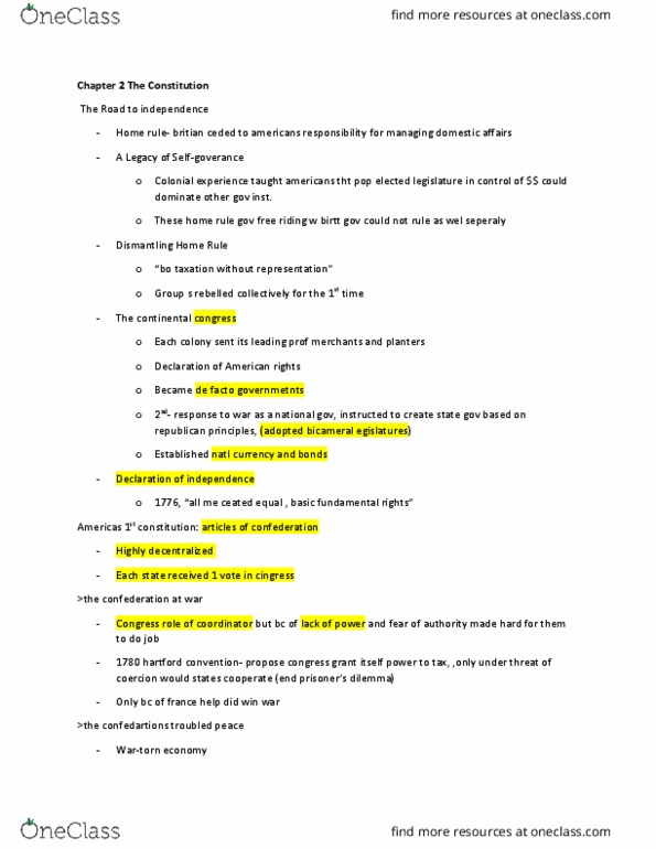 POL 1 Chapter Notes - Chapter 2: Electoral College, Federalist No. 10, Lawas thumbnail