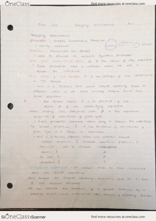 STAT202 Lecture 11: Stat 202 - Sampling Distributions, CLT thumbnail