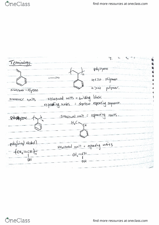 NE333 Lecture Notes - Lecture 1: A Aa, Styrene thumbnail