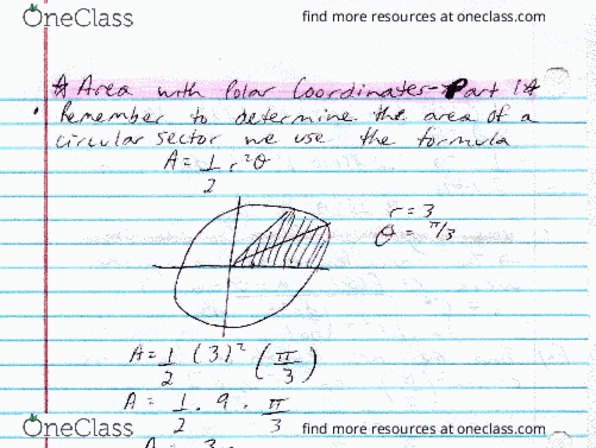 MAC-2312 Lecture 90: Study Guide 90 (Area with Polar Coordinates Part 1) thumbnail