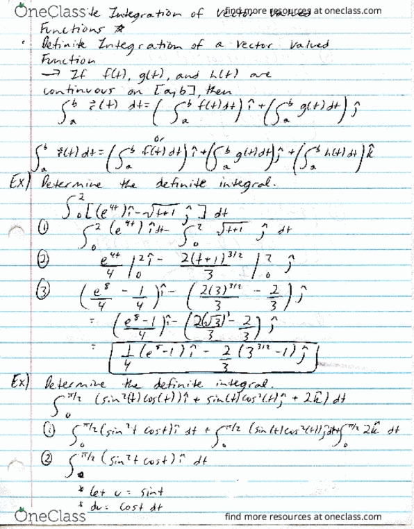 MAC-2313 Lecture 5: Study Guide 5 (Definite Integration of Vector Valued Functions) thumbnail
