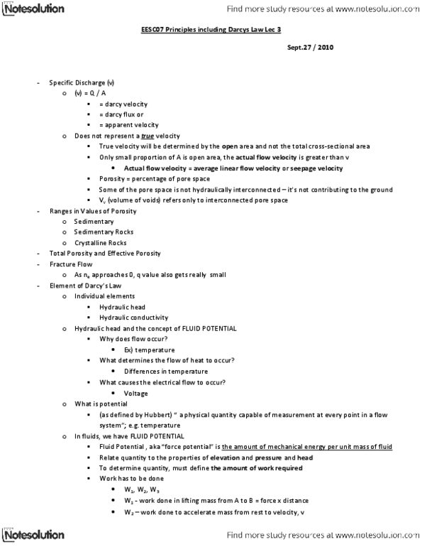 EESC07H3 Lecture Notes - Pressure Measurement, Bernoulli'S Principle, Hydraulic Head thumbnail