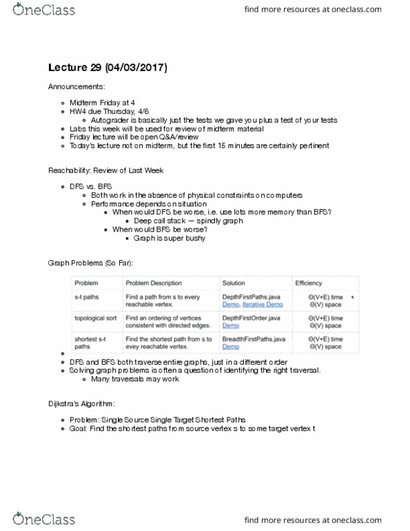 COMPSCI 61B Lecture Notes - Lecture 29: Call Stack, Binary Heap, Inductive Reasoning thumbnail