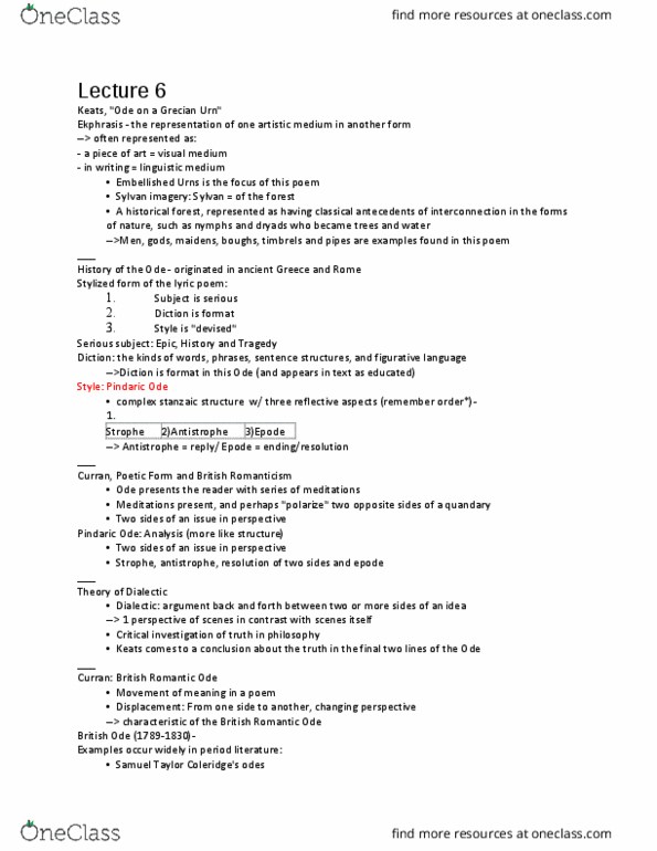 ENGB04H3 Lecture Notes - Lecture 6: Lyric Poetry, Dialectic, Aphorism thumbnail