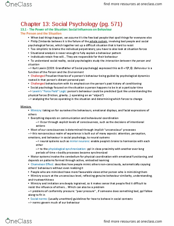 PSYA02H3 Chapter Notes - Chapter 13: Groupthink, Social Proof, Processing Fluency thumbnail