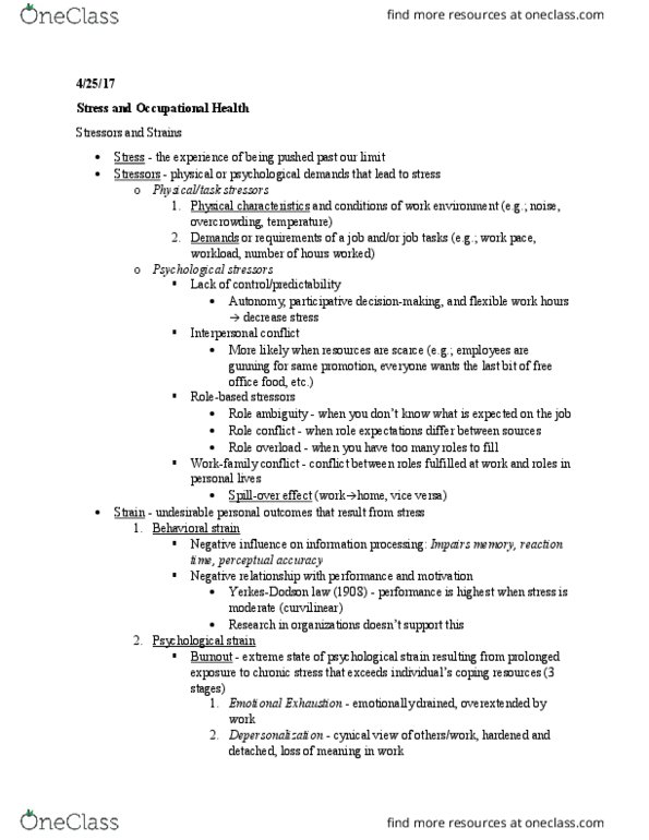 PSYC 361 Lecture Notes - Lecture 20: Negative Relationship, Cortisol, Depersonalization thumbnail