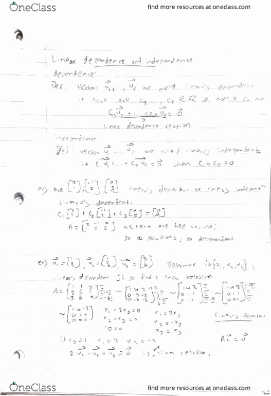 MATH 201 Chapter Ch 1.7: linear dependence and independence thumbnail