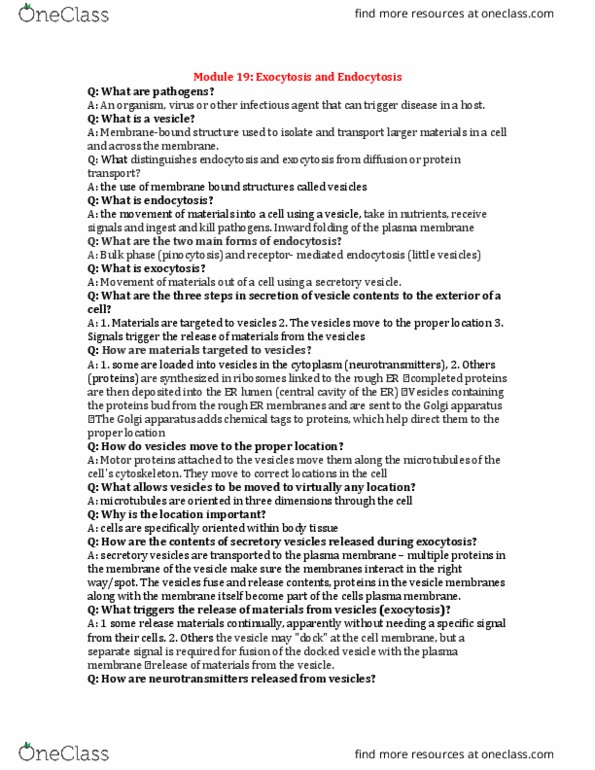 BI110 Chapter Notes - Chapter Module 19: Cytosol, Lipid Bilayer Fusion, Histocompatibility thumbnail