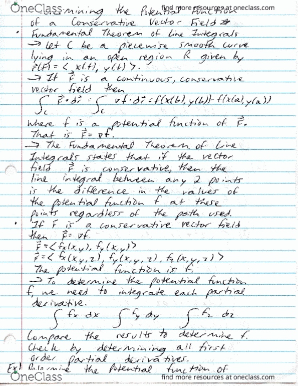 MAC-2313 Chapter 4: Study Guide 103 (Determining the Potential Function of a Conservative Vector Field) thumbnail