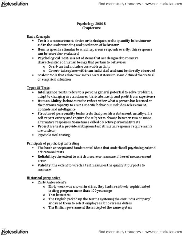 Psychology 2080A/B Chapter Notes - Chapter 1: Minnesota Multiphasic Personality Inventory, California Psychological Inventory, Correlation And Dependence thumbnail