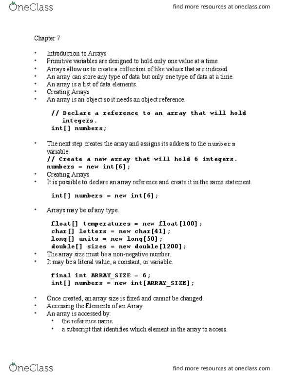 I CSI 201 Chapter Notes - Chapter 7: Linear Search, Search Algorithm thumbnail