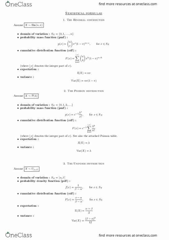 math215 Lecture Notes - Lecture 4: Binomial Distribution, Poisson Distribution, Xu thumbnail