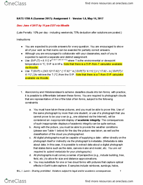 NATS 1780 Lecture Notes - Lecture 3: Moodle, Dew Point, Toronto Pearson International Airport thumbnail