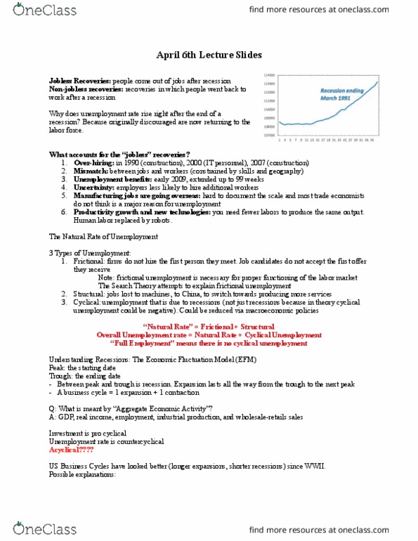 ECON-002 Lecture Notes - Lecture 20: Unemployment, Unemployment Benefits, Real Interest Rate thumbnail