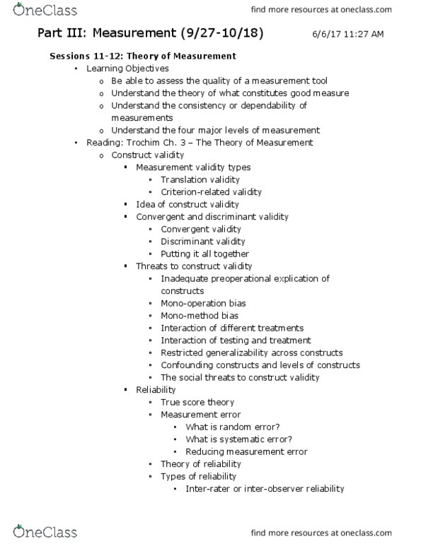 HLTH 200 Lecture Notes - Lecture 3: Inter-Rater Reliability, Convergent Validity, Construct Validity thumbnail