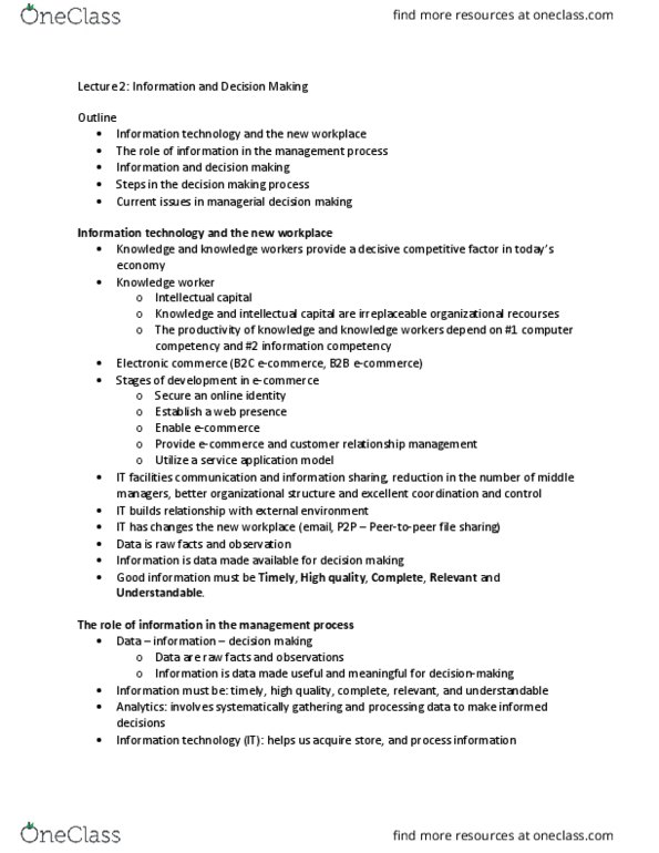 GMS 200 Lecture Notes - Lecture 2: Customer Relationship Management, Online Identity, Knowledge Worker thumbnail