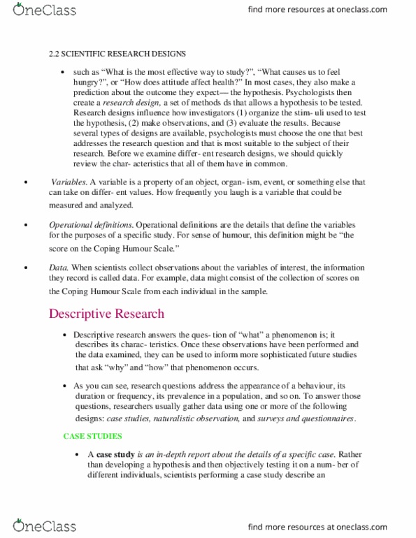 PSYCH101 Lecture Notes - Lecture 3: Naturalistic Observation, Stim, Dependent And Independent Variables thumbnail