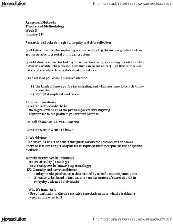 CMN 2101 Lecture Notes - Likert Scale, Fieldnotes, Imagined Communities thumbnail