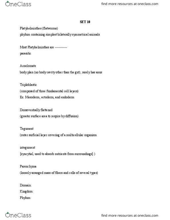 BIOL 3900 Lecture Notes - Lecture 10: Fundamental Domain, Viral Tegument, Flatworm thumbnail