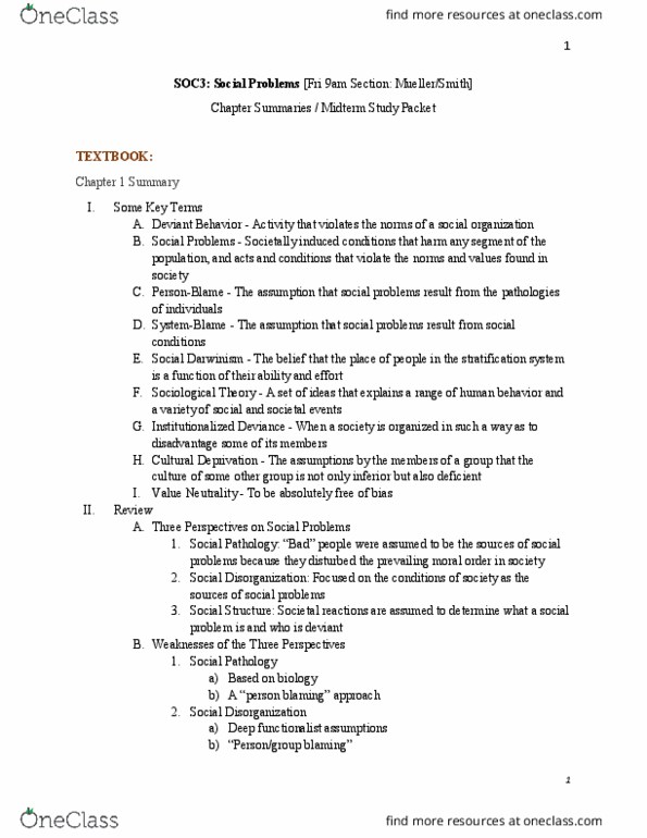 SOCIOL 3 Chapter Summary of Textbook&Reader: SOCIOL 3 - Midterm Review thumbnail