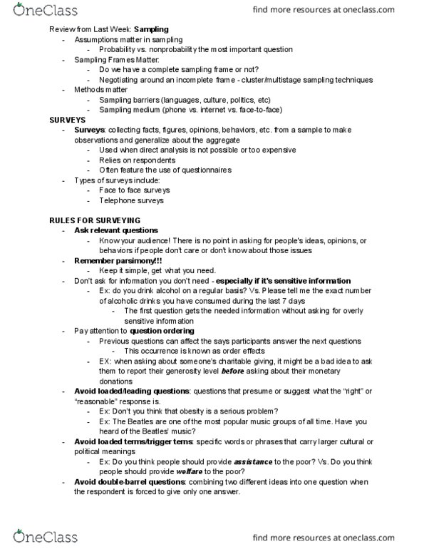 04:192:300 Lecture Notes - Lecture 7: Sampling Frame, Reclaimed Water, Organic Farming thumbnail