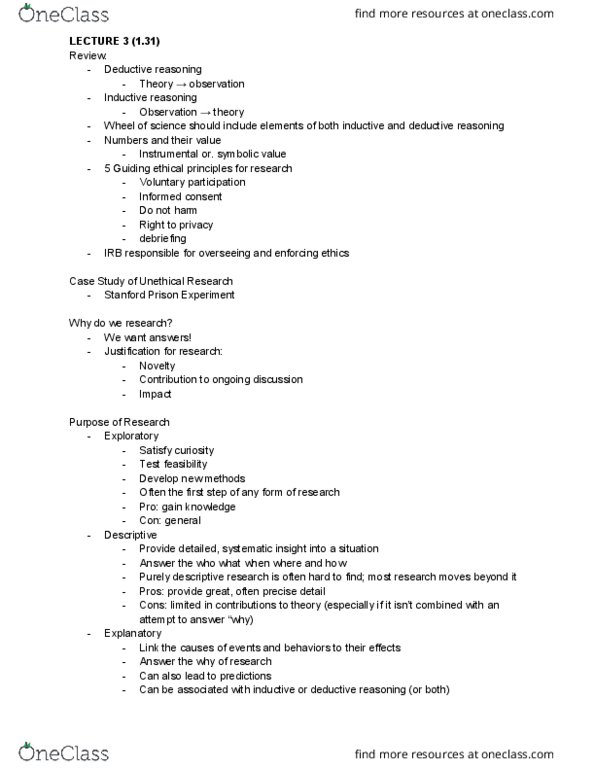 04:192:300 Lecture Notes - Lecture 3: Stanford Prison Experiment, Inductive Reasoning, Deductive Reasoning thumbnail