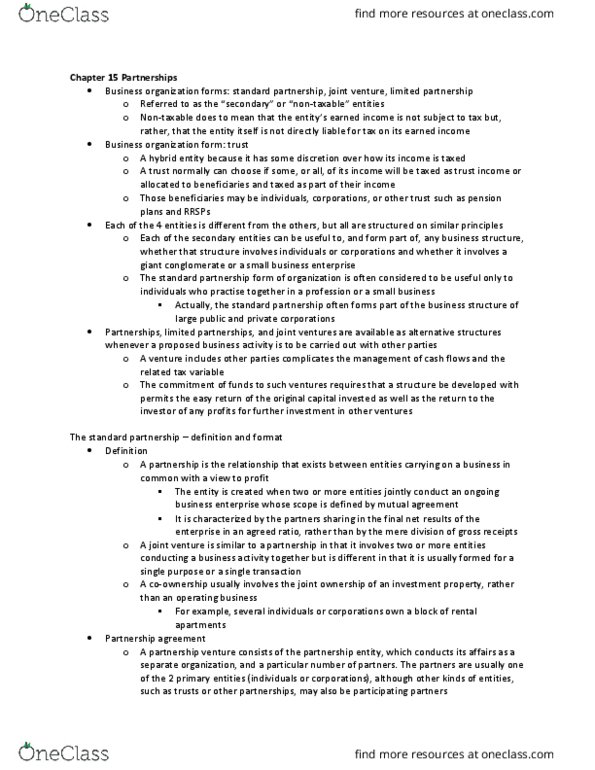 RSM424H1 Lecture Notes - Lecture 15: Business Process, Limited Liability Partnership thumbnail