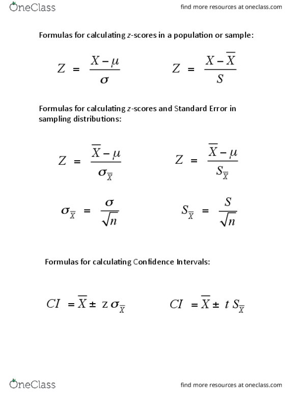 SOC 101 Lecture 14: FormulaSheet2 thumbnail